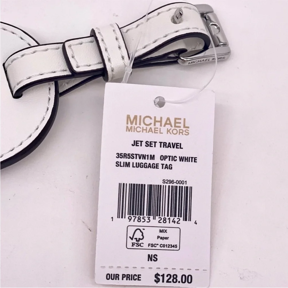 Michael Kors White and Pink Luggage Tag